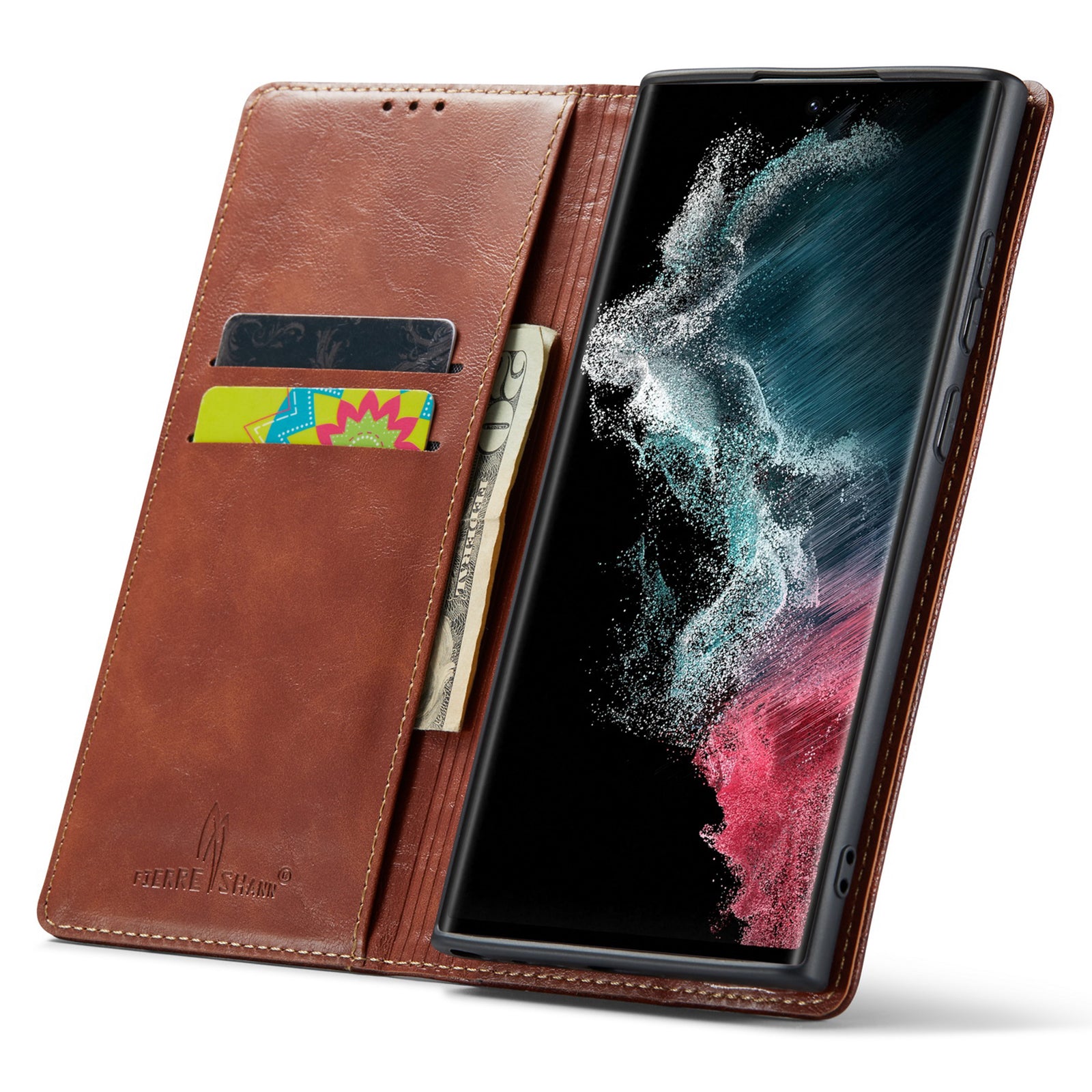 For Samsung Galaxy S23 Ultra Anti-scratch Tree Texture Phone Cover Leather Stand Wallet Phone Case For Samsung Galaxy S23 Ultra Anti-scratch Tree Texture Phone Cover Leather Stand Wallet Phone Case
